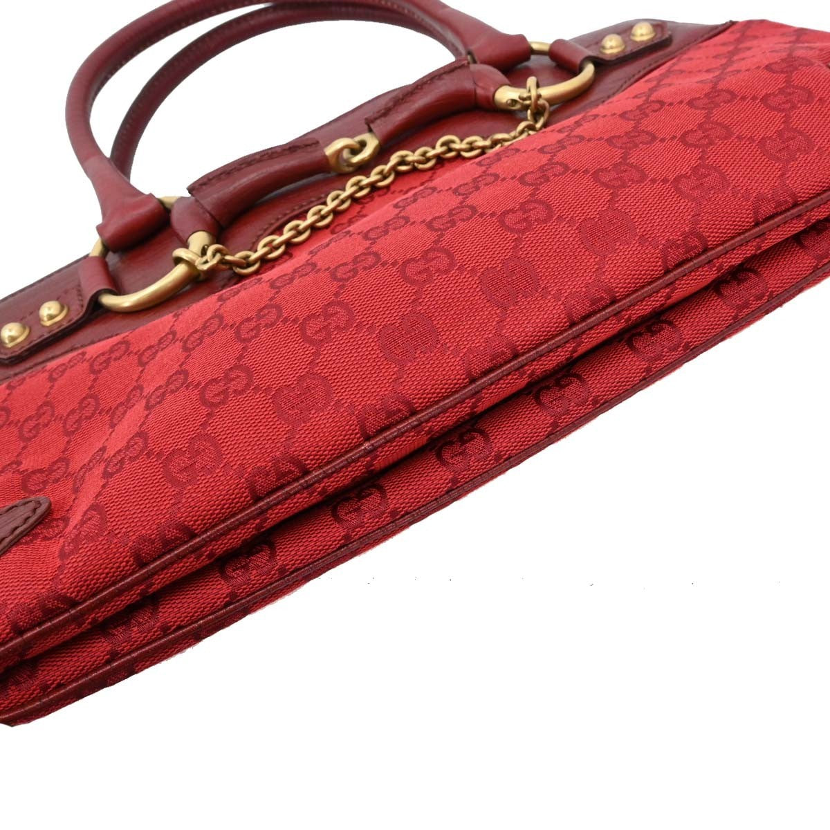 Gucci Horsebit Bracket GG Canvas, Red, Canvas, Tote Bag