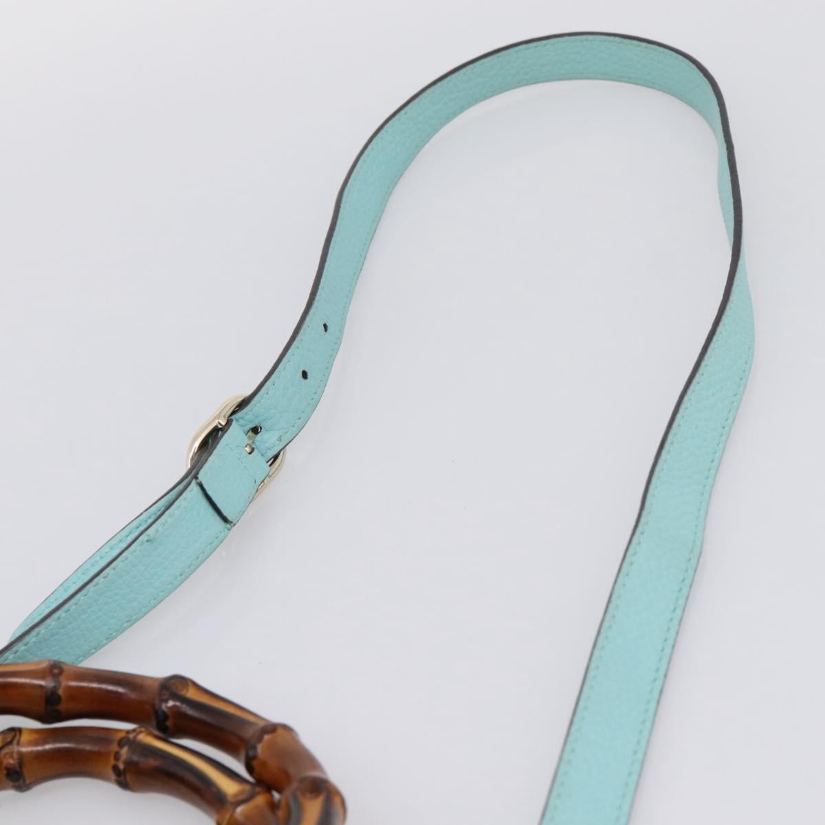 Gucci Bamboo Shopper Leather, Blue, Leather, Tote Bag