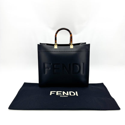 Fendi Sunshine Shopper Leather, Black, Leather, Tote Bag