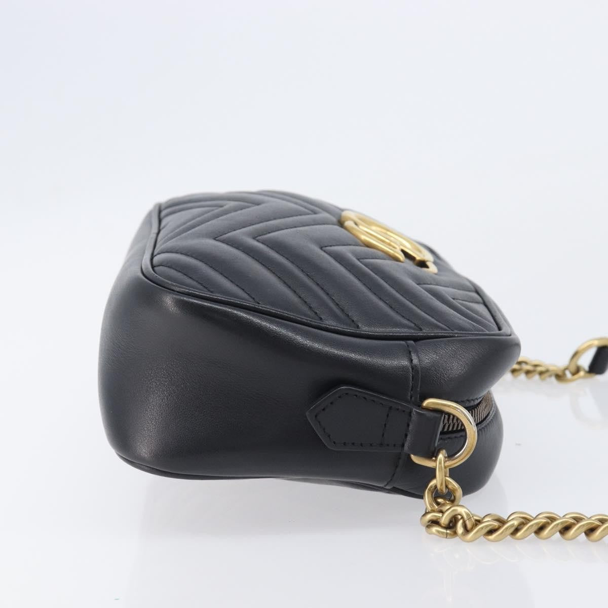 Gucci GG Marmont Matelasse Leather, Black, Leather, Shoulder Bag