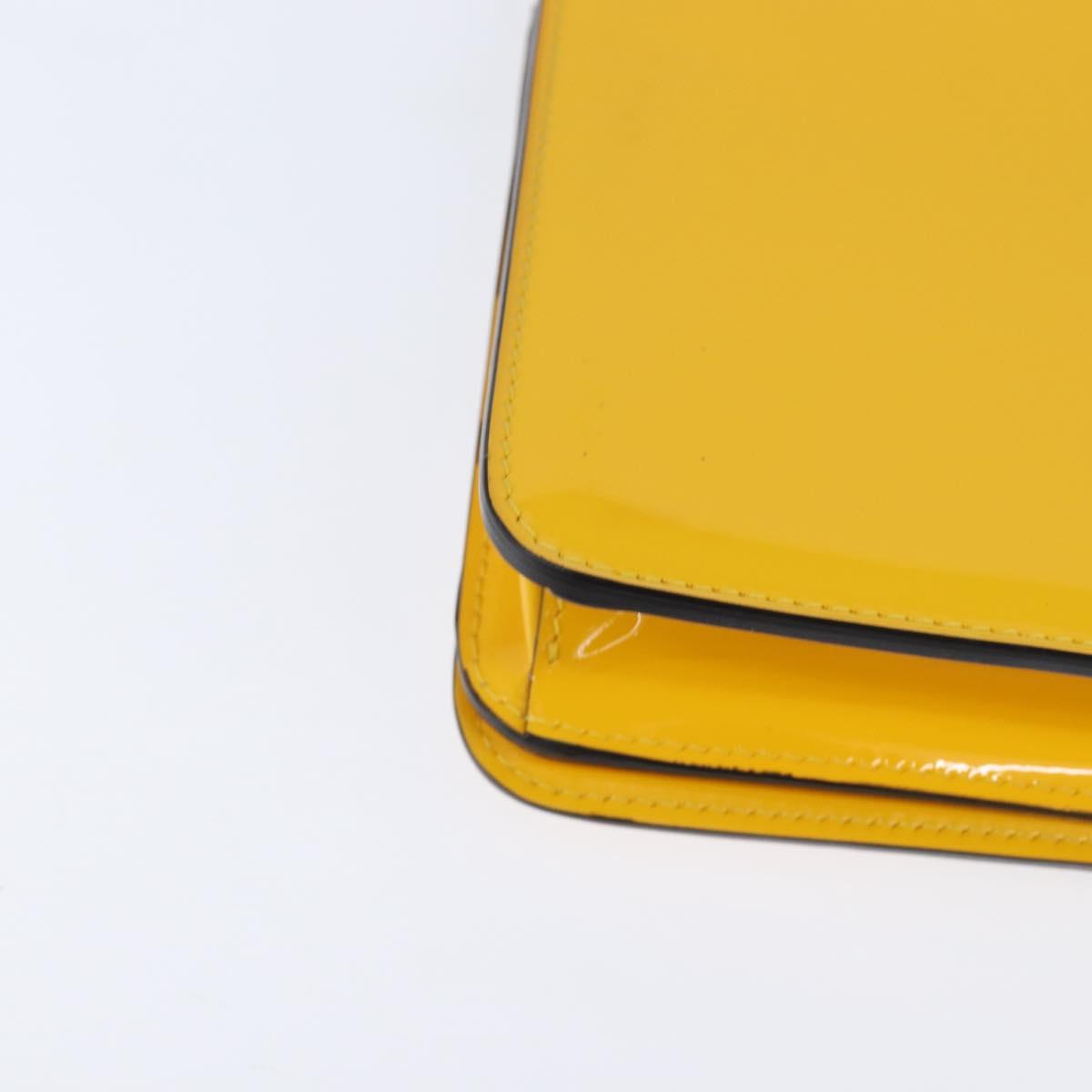 Fendi Curligraphy Shoulder Enamel Yellow Silver, YELLOW, PATENT_LEATHER, Shoulder bag