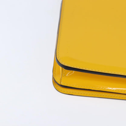 Fendi Curligraphy Shoulder Enamel Yellow Silver, YELLOW, PATENT_LEATHER, Shoulder bag