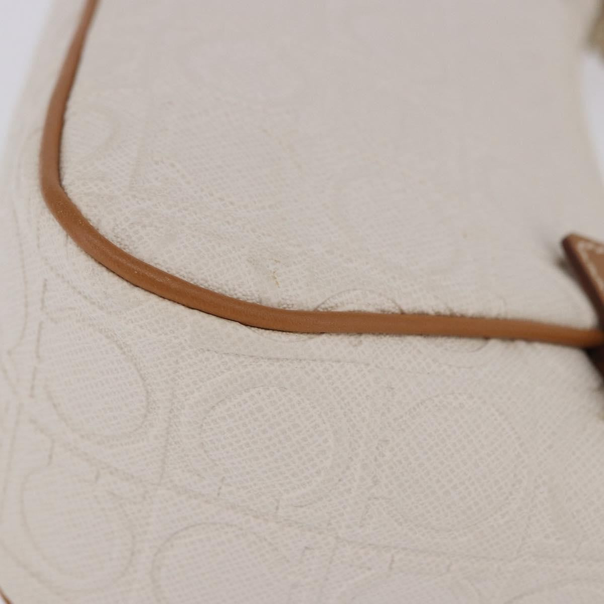 Salvatore Ferragamo Gancini Canvas and Leather, White, Canvas, Clutch