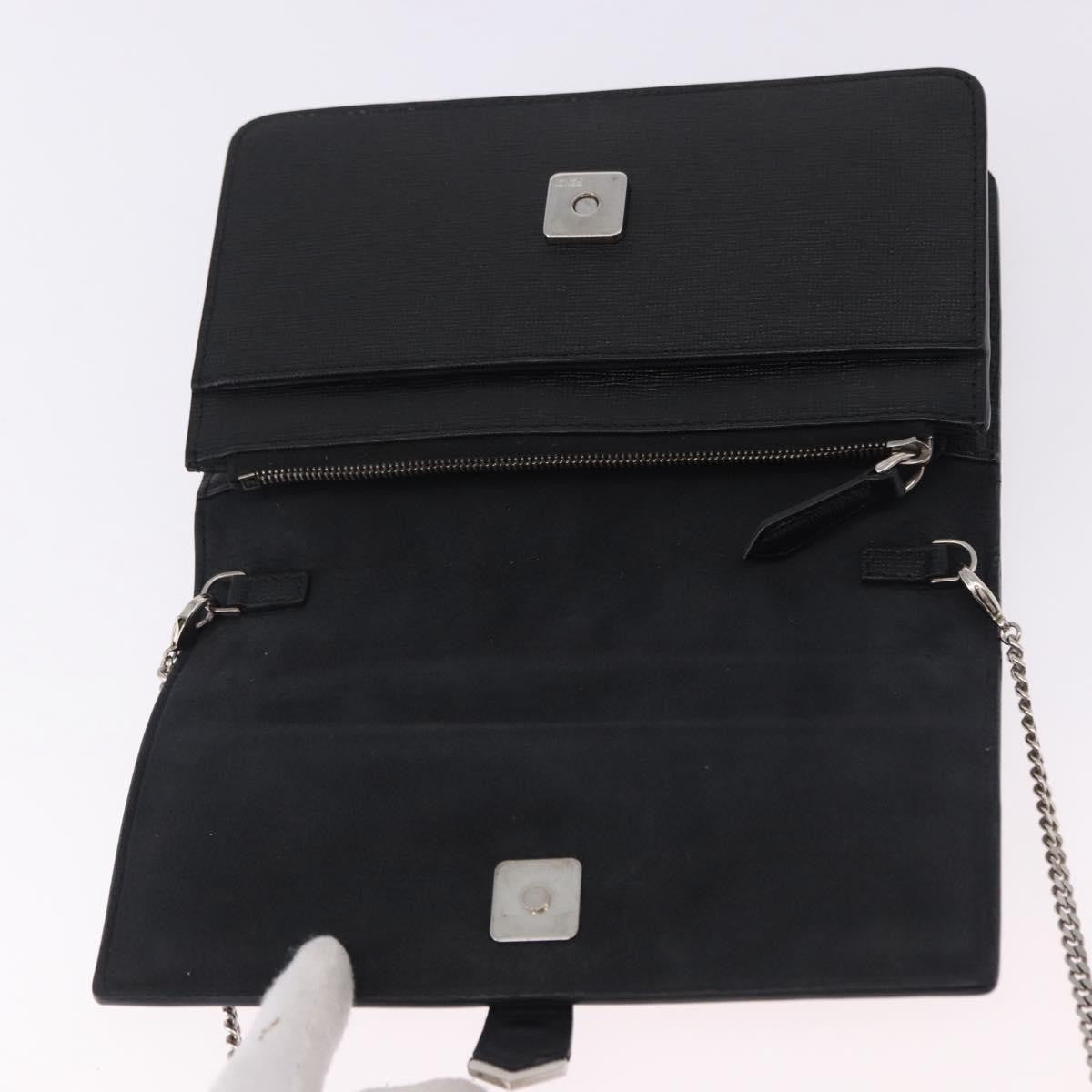 Fendi Karlito Wallet on Chain Studded Saffiano Leather, Black, Leather, Crossbody Bag