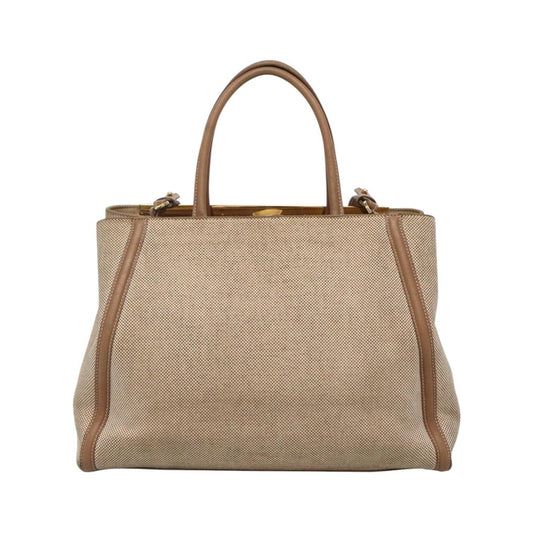 Fendi 2Jours Canvas, Beige, Canvas, Tote Bag