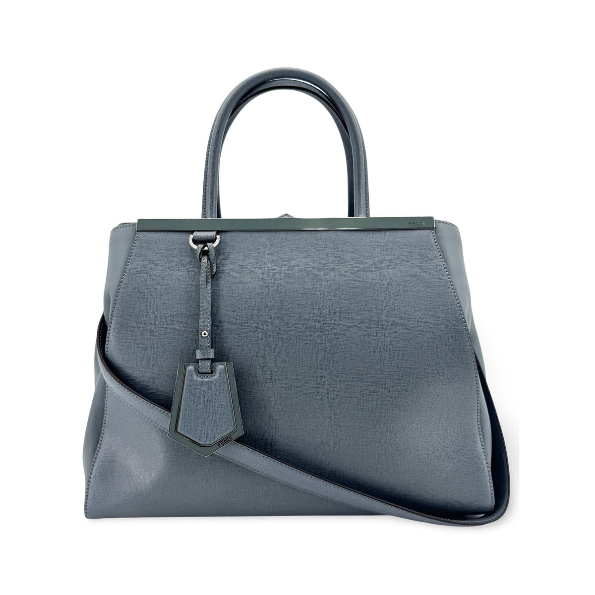 Fendi 2Jours Leather, Blue, Leather, Handbag