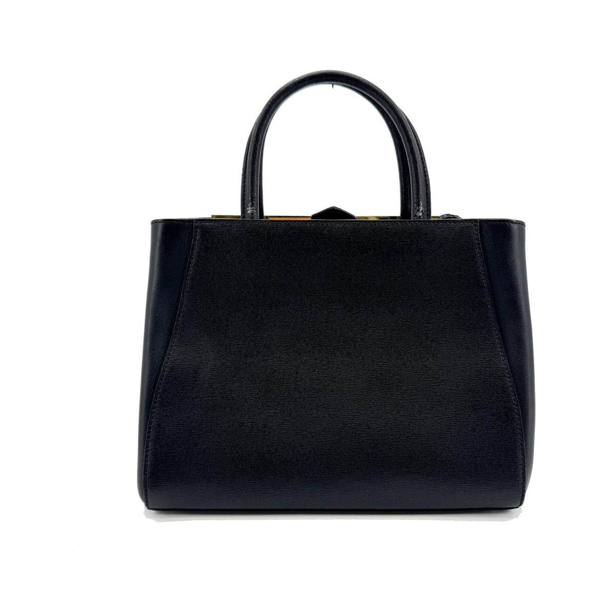 Fendi 2Jours Leather, Black, Calfskin, Handbag