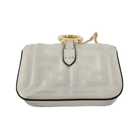 Fendi Baguette Bag Charm Leather, White, Leather, Clutch
