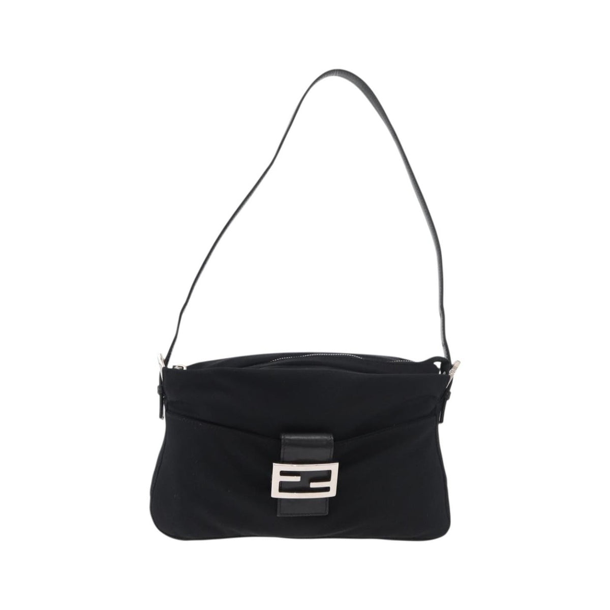 Fendi Baguette Canvas, Black, Nylon, Handbag