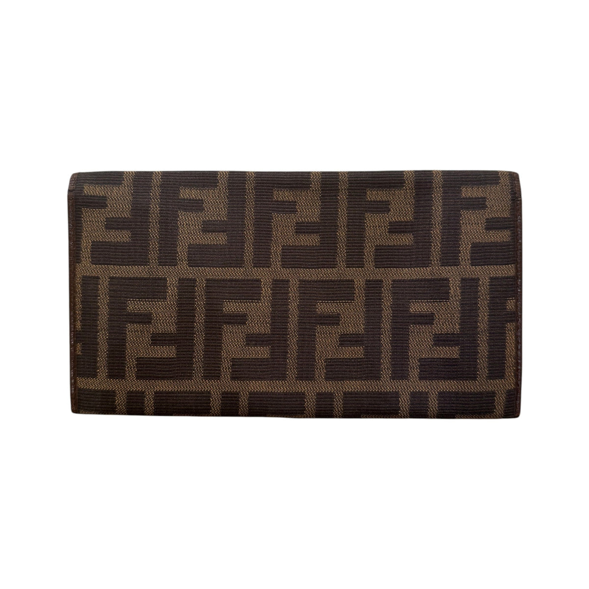 Fendi Baguette Continental Zucca Embossed Leather, Brown, Canvas, Wallet