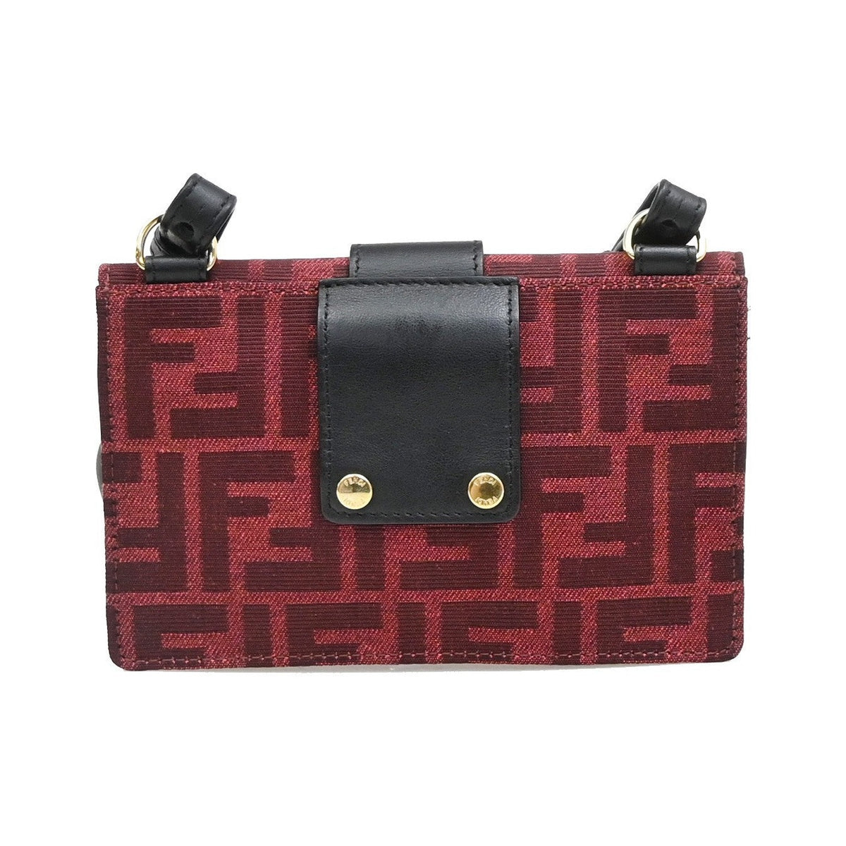 Fendi Baguette Convertible Pouch Zucca Canvas, Burgundy, Canvas, Clutch