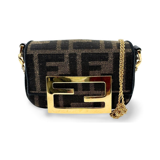Fendi Baguette NM Zucca Canvas, Black, Canvas, Handbag