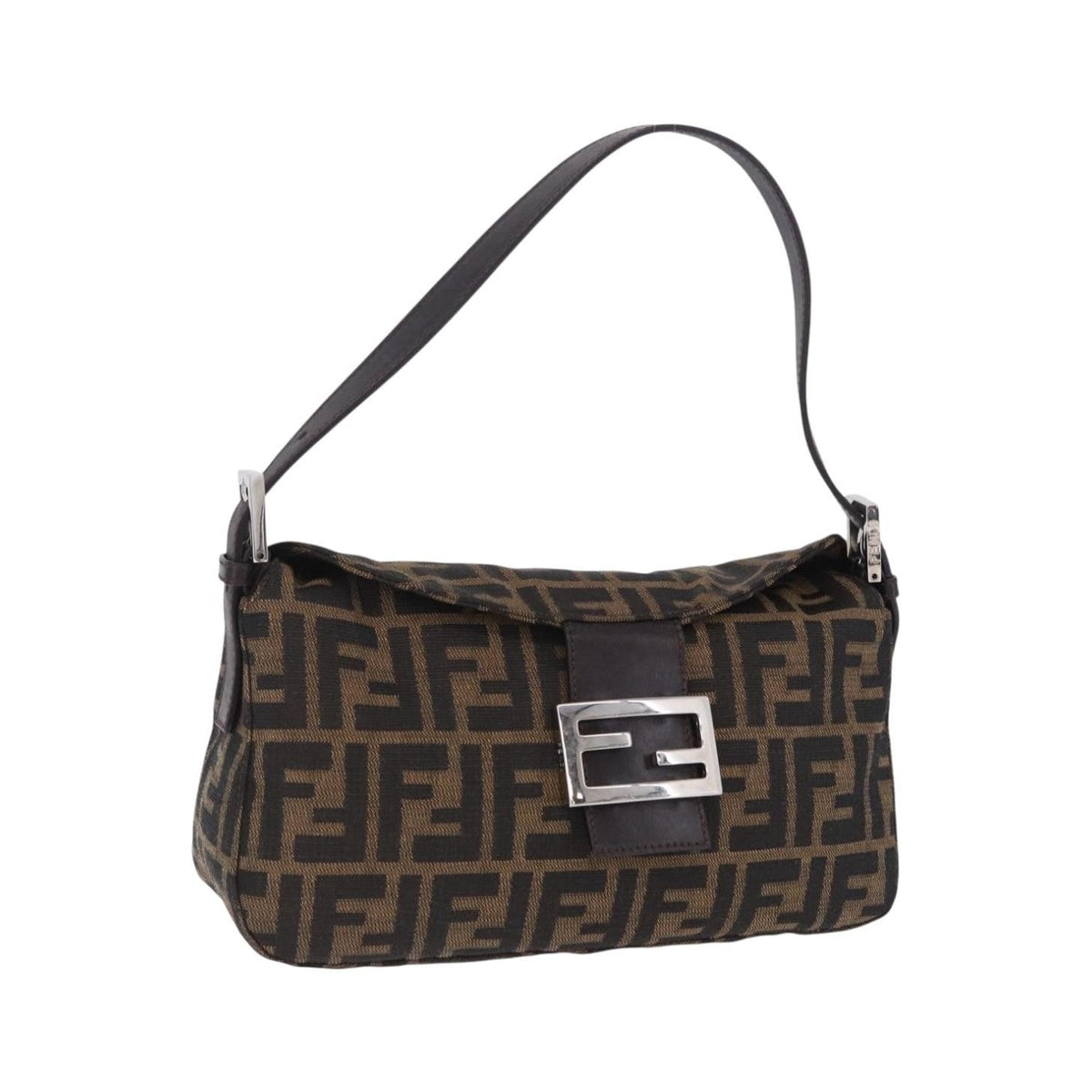 Fendi Baguette Pochette Zucca Canvas, Brown, Canvas, Clutch
