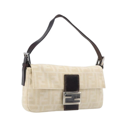 Fendi Baguette Zucca Canvas, Beige, Canvas, Handbag