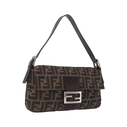 Fendi Baguette Zucca Canvas, Brown, Canvas, Handbag