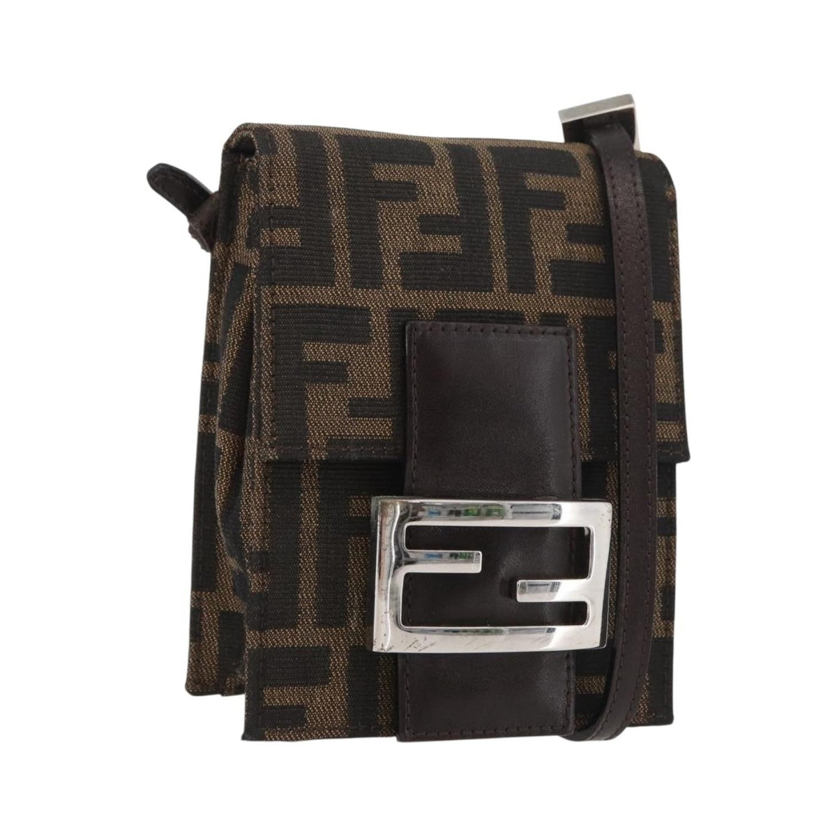 Fendi Baguette Zucca Canvas, Brown, Canvas, Handbag