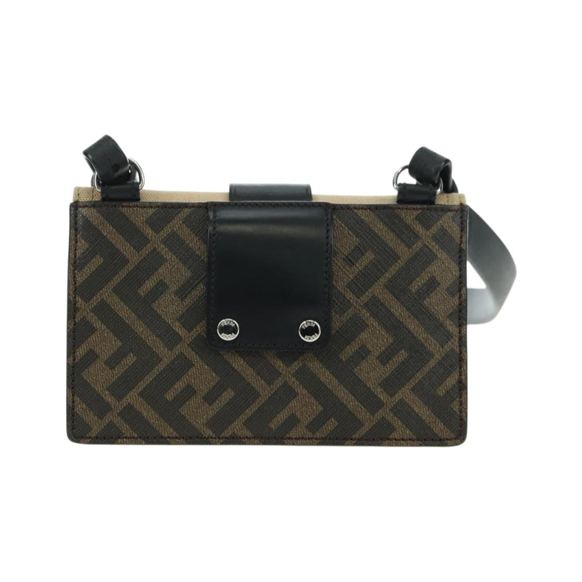 Fendi Baguette Zucca Canvas with Leather, Brown, Canvas, Crossbody Bag