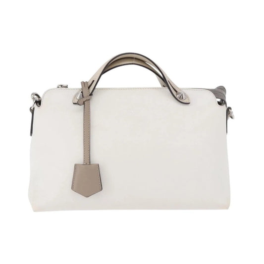 Fendi By The Way Satchel M, White, Leather, Crossbody Bag