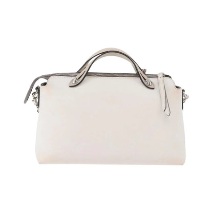 Fendi By The Way Satchel M, White, Leather, Crossbody Bag