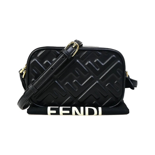 Fendi Camera Zucca Embossed Leather, Black, Leather, Handbag