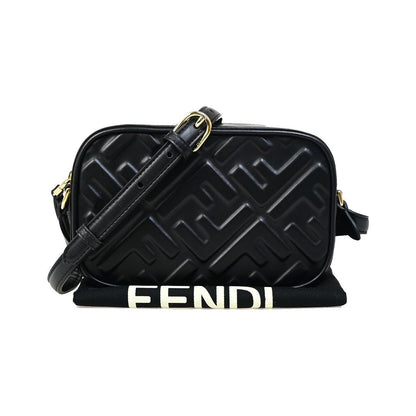 Fendi Camera Zucca Embossed Leather, Black, Leather, Handbag