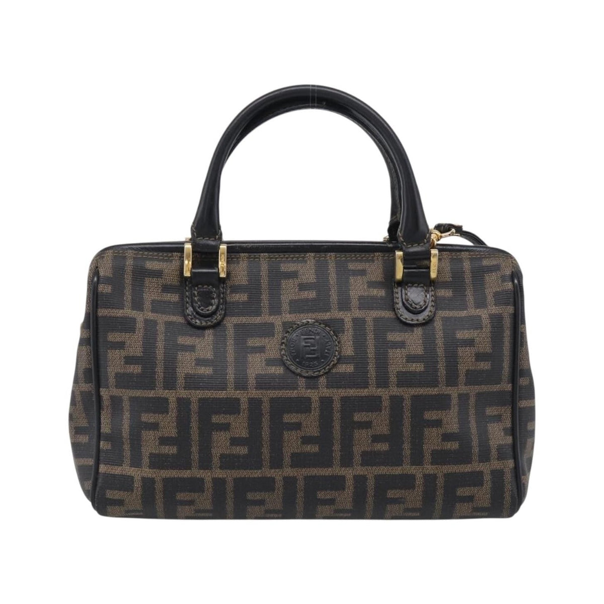 Fendi Convertible Boston Zucca Canvas, Brown, Canvas, Handbag