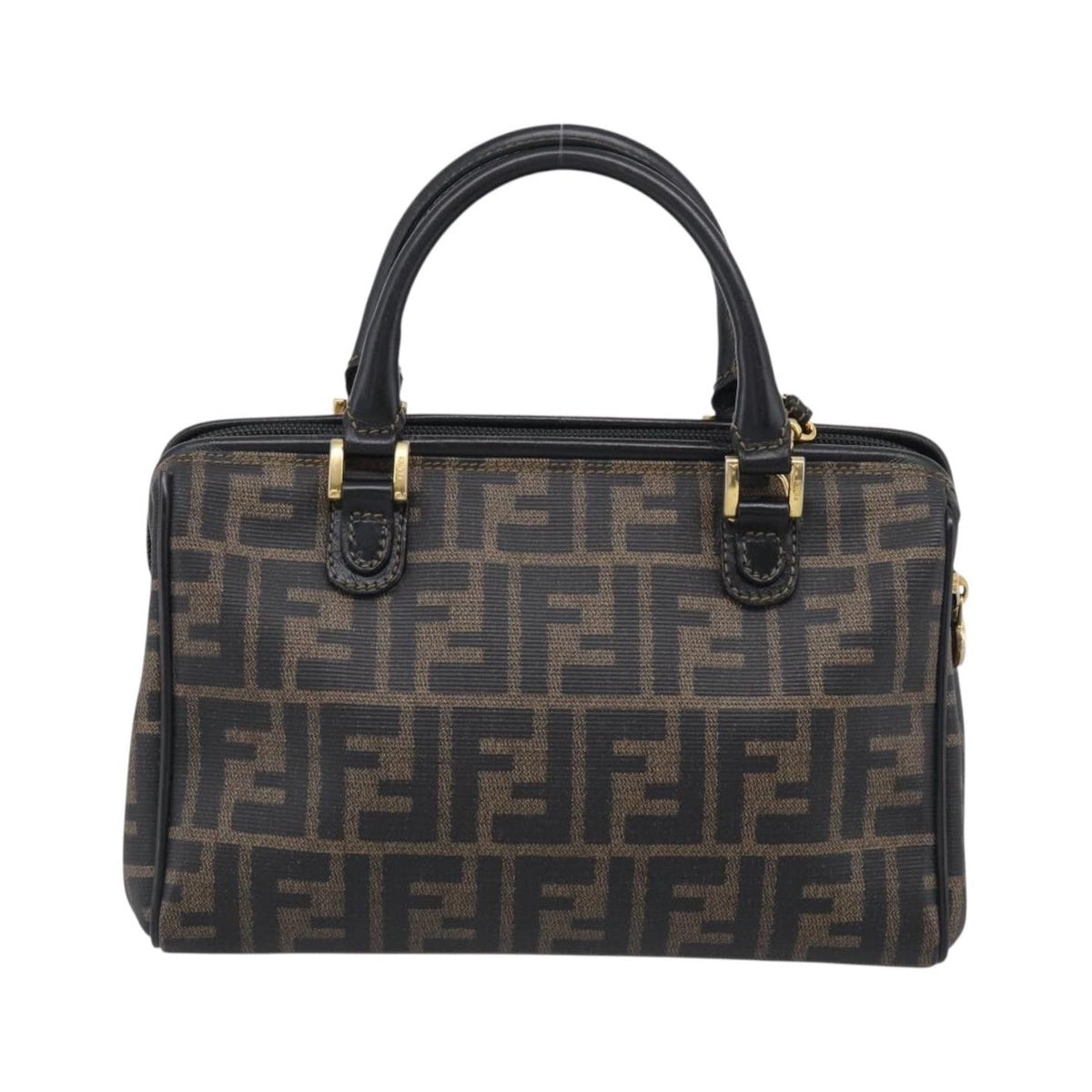 Fendi Convertible Boston Zucca Canvas, Brown, Canvas, Handbag