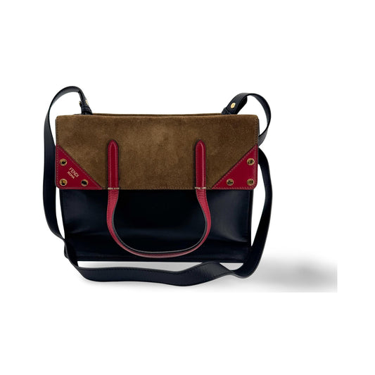 Fendi Flip Leather with Suede, Black, Leather, Tote Bag