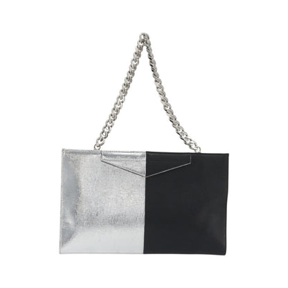 Fendi Grande Colorblock Clutch Leather, Silver, Leather, Clutch