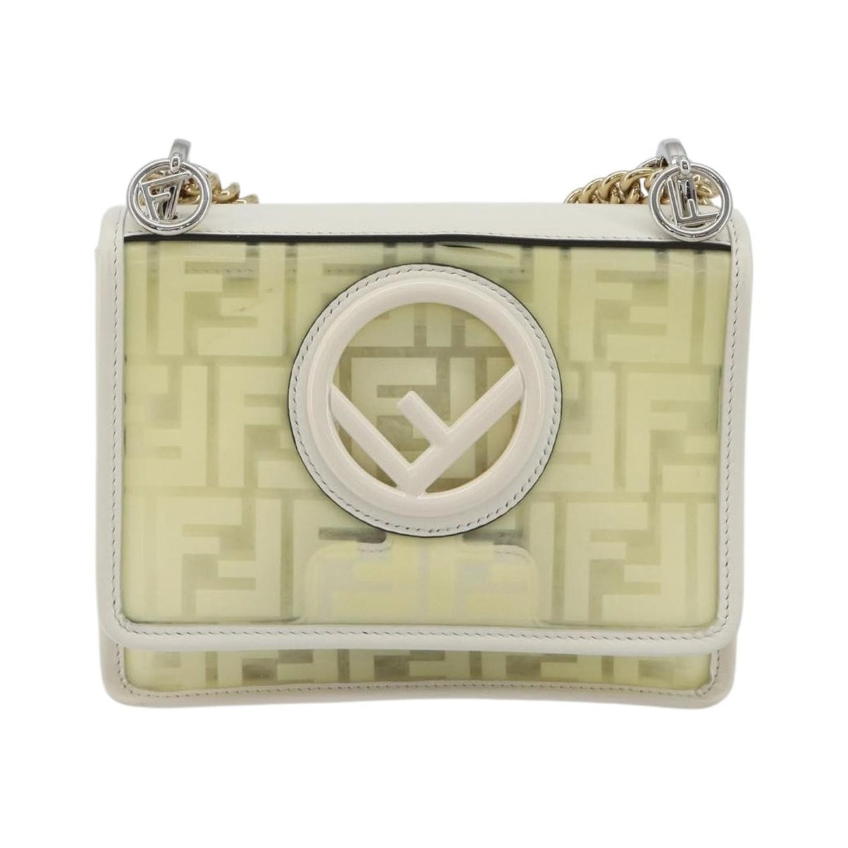 Fendi Kan I F Zucca PU, Clear, Canvas, Shoulder Bag