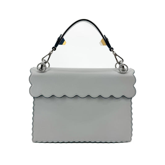 Fendi Kan I Leather, Gray, Leather, Handbag