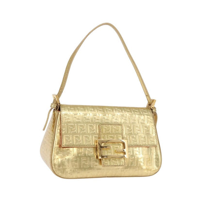 Fendi Mamma Baguette Zucchino canvas, Gold, Canvas, Shoulder Bag