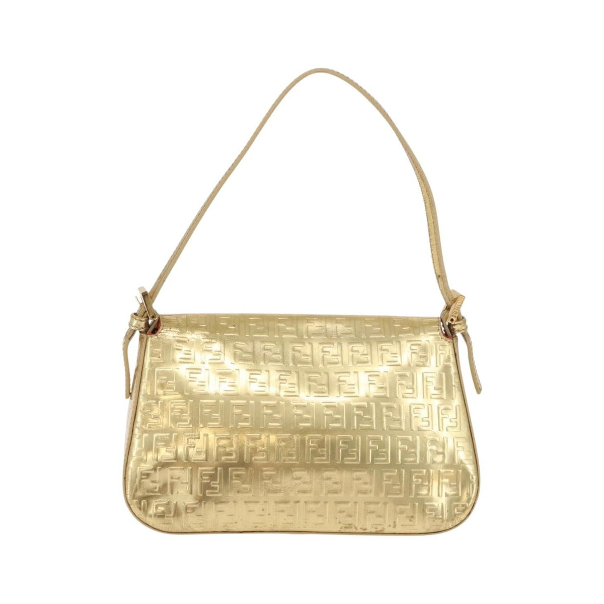 Fendi Mamma Baguette Zucchino canvas, Gold, Canvas, Shoulder Bag