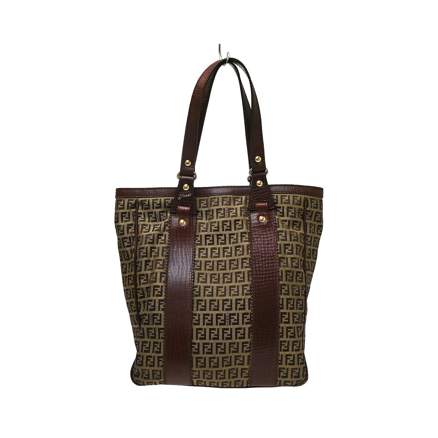 Fendi Open Tote Zucchino Canvas, Brown, Canvas, Handbag