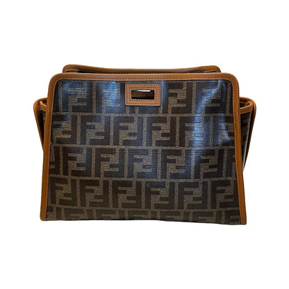 Fendi Peekaboo Defender Zucca Coated Canvas, Brown, Canvas, Handbag