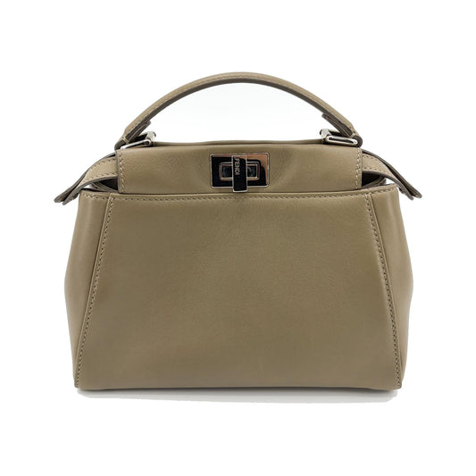 Fendi Peekaboo Soft Leather, Beige, Leather, Handbag