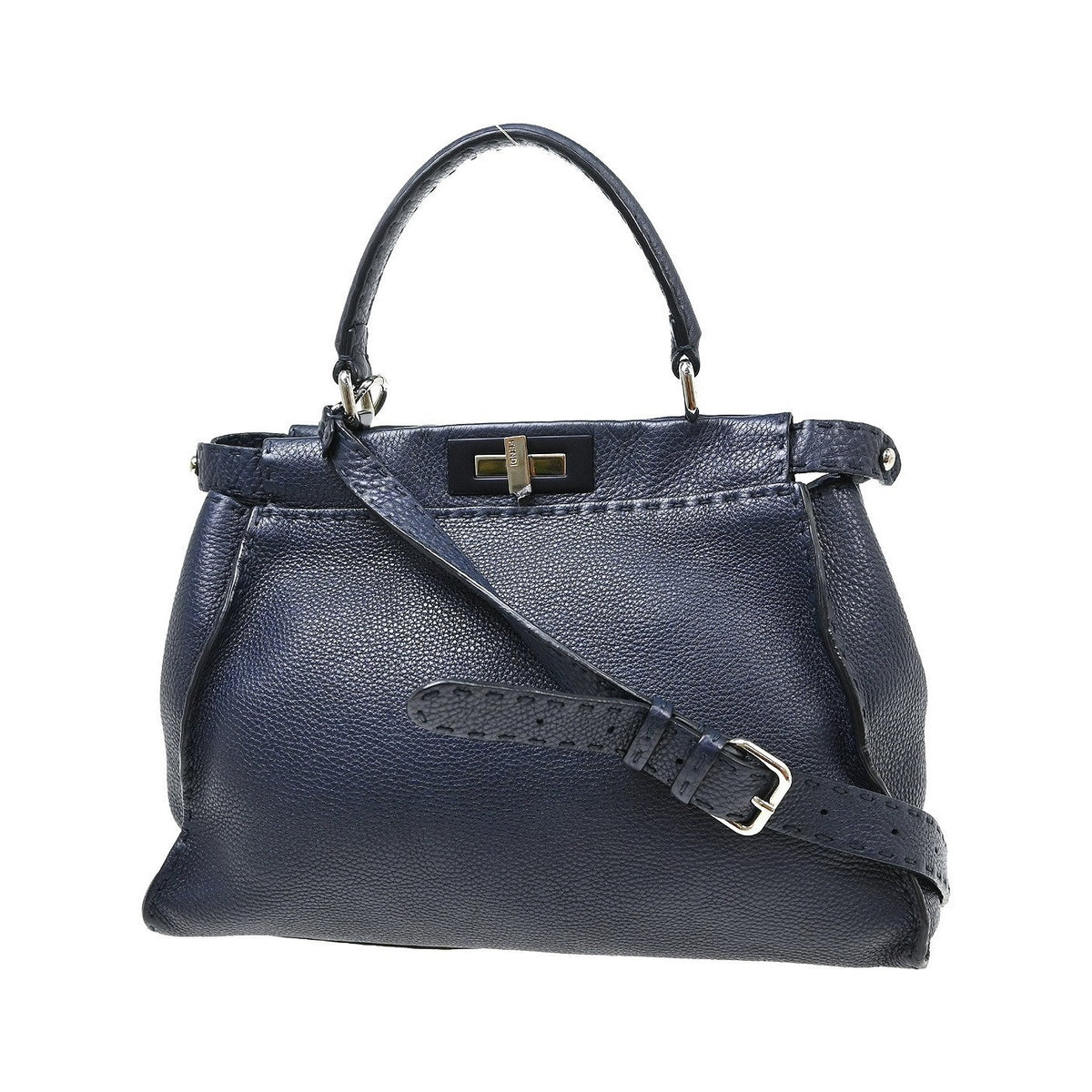 Fendi Peekaboo Soft Leather, Navy, Leather, Handbag