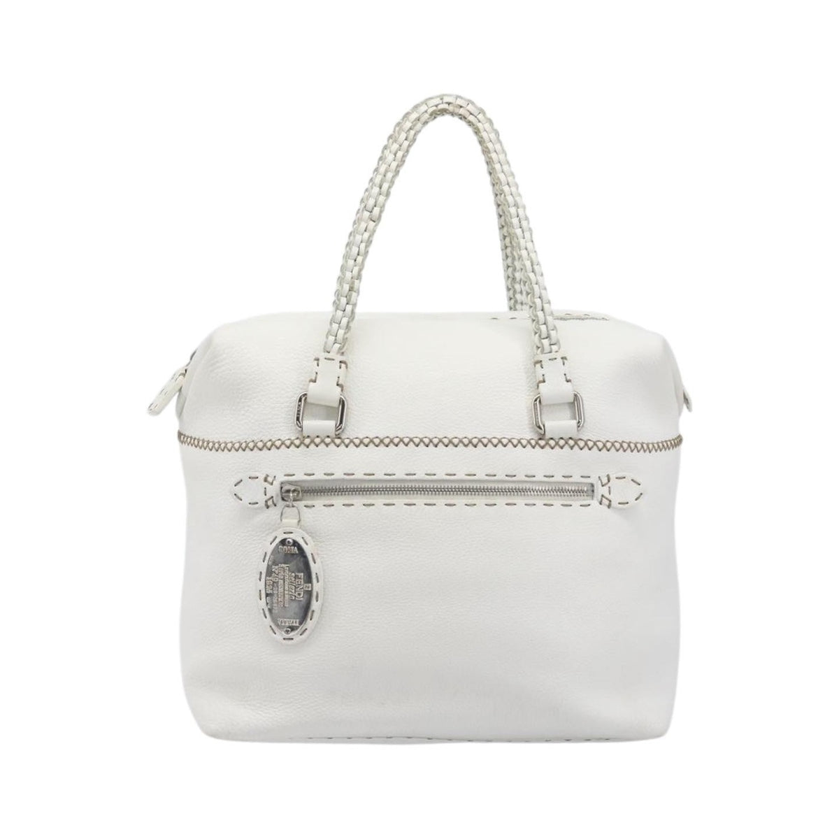 Fendi Selleria 2Bag Leather, White, Leather, Handbag