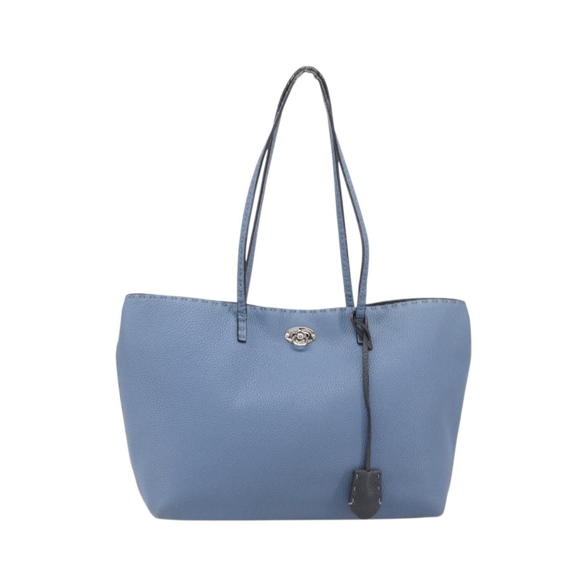 Fendi Selleria Carla Leather, Blue, Leather, Tote Bag