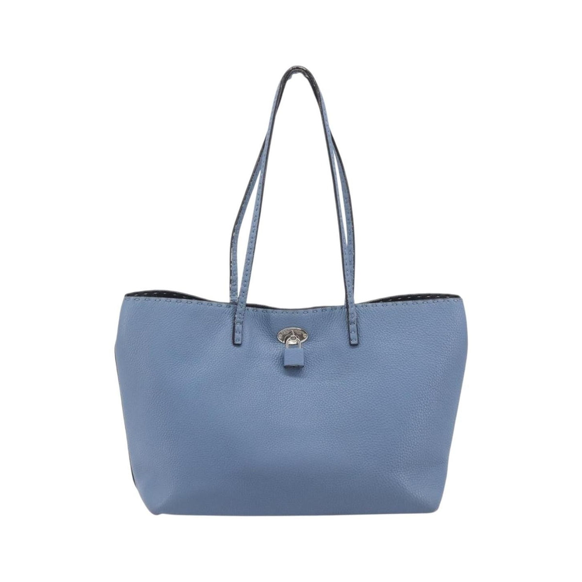 Fendi Selleria Carla Leather, Blue, Leather, Tote Bag