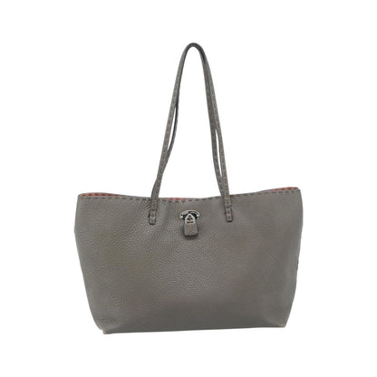 Fendi Selleria Carla Leather, Gray, Leather, Tote Bag