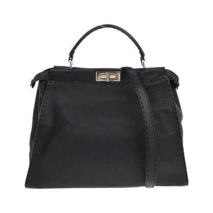 Fendi Selleria Peekaboo Leather, Black, Leather, Handbag