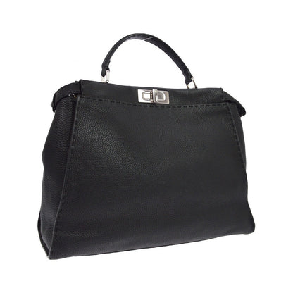 Fendi Selleria Peekaboo Leather, Black, Leather, Handbag