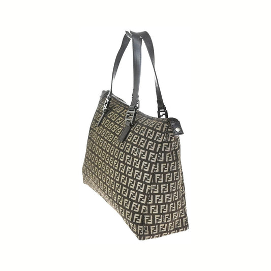 Fendi Shoulder Zucchino Canvas, Brown, Canvas, Shoulder Bag