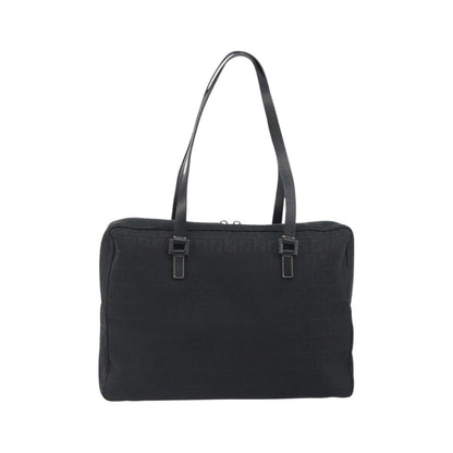 Fendi Shoulder Zucchino Canvas, Black, Canvas, Shoulder Bag