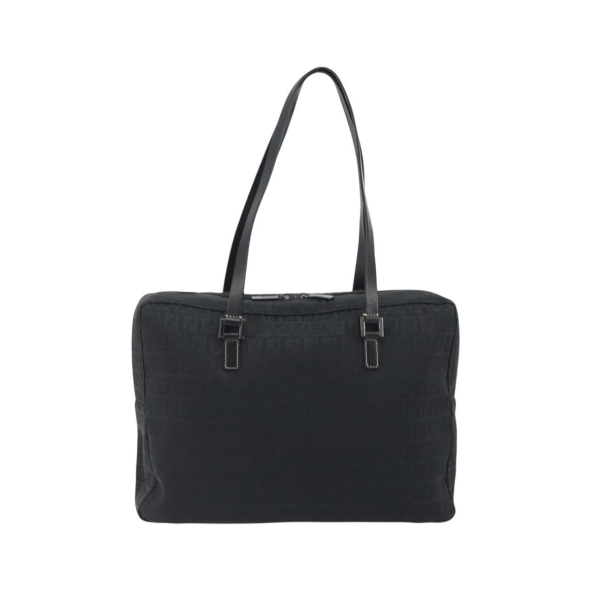 Fendi Shoulder Zucchino Canvas, Black, Canvas, Shoulder Bag