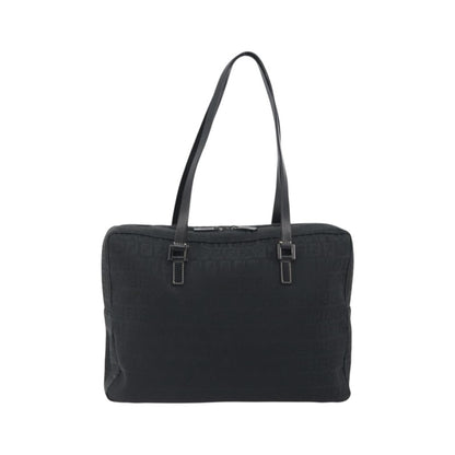 Fendi Shoulder Zucchino Canvas, Black, Canvas, Shoulder Bag