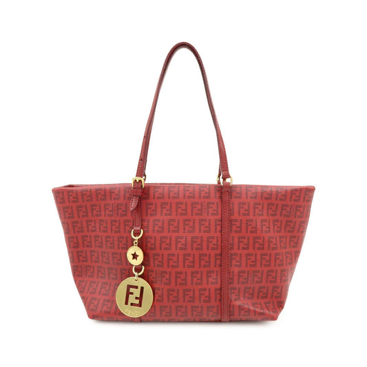 Fendi Superstar Zucchino Coated Canvas, Red, PVC, Tote Bag