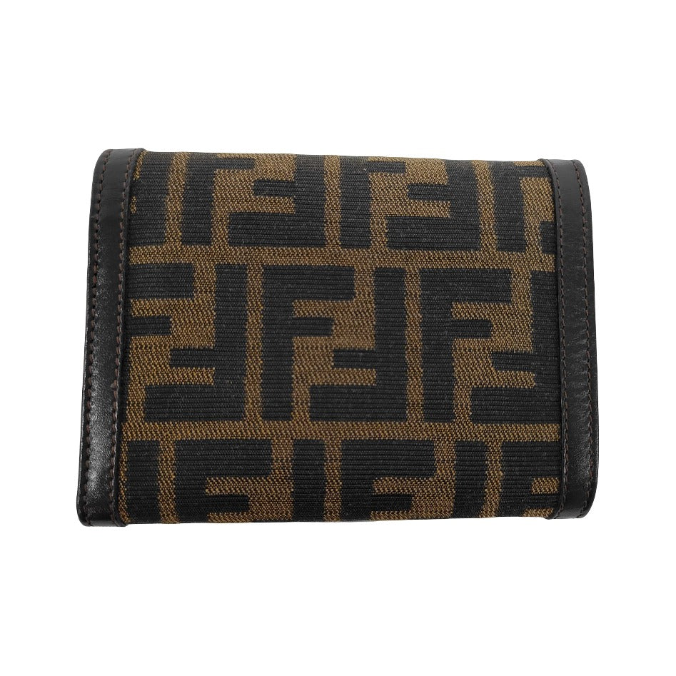 Fendi Trifold Flap Zucca Canvas, Brown, Canvas, Wallet