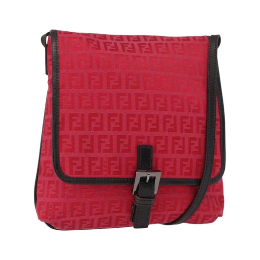 Fendi Vintage Flap Zucchino Canvas, Red, Canvas, Shoulder Bag
